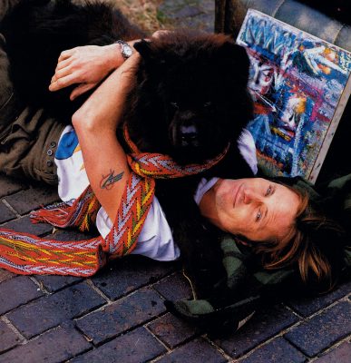 Viggo Mortensen with dog, by Bruce Weber from Vanity Fair April 1998