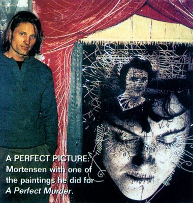 Viggo Mortensen with Perfect Murder painting, by Lindsey Brice