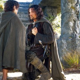 Aragorn (Viggo Mortensen) and Frodo (Elijah Wood) in The Fellowship of the RIng (Lord of the Rings)