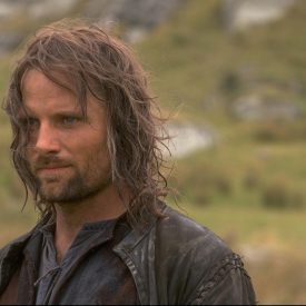 Aragorn (Viggo Mortensen) en route to Rivendell in The Fellowship of the RIng (Lord of the Rings)