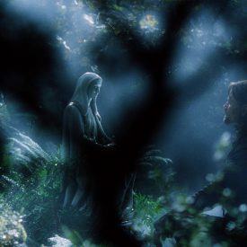 Aragorn (Viggo Mortensen) visits his mother's gravesite in Rivendell