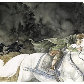 Asfaloth & Frodo escaping the Black Riders by Anke Eissmann