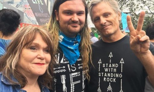 Exene Cervenka, Henry Mortensen, & Viggo Mortensen supporting Standing Rock Reservation