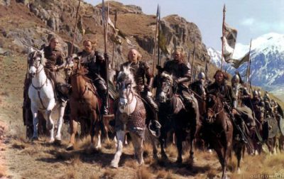 Legolas, Gamling, Théoden, Éomer, Aragorn, and the Rohirrim