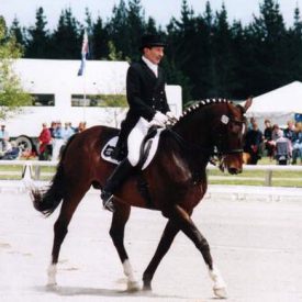 Uraeus & Lockie Richards competing in dressage